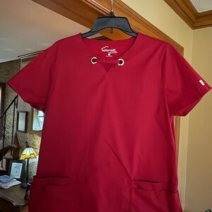 Butter-Soft Women's Red Scrub Top
